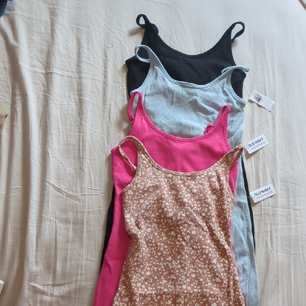 Old Navy Tank Top Bundle - Black, Blue, Pink, Brown Floral